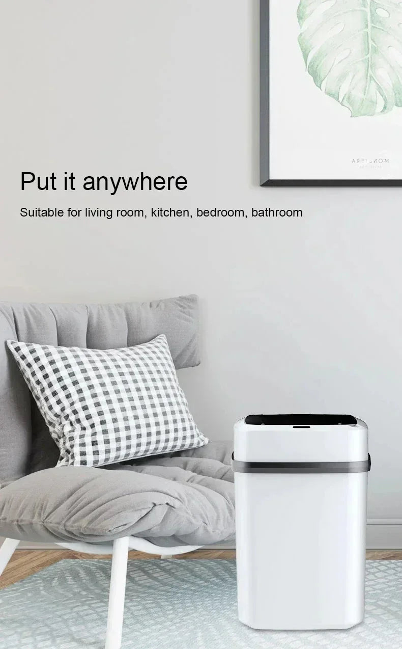 Smart Trashbin Automatic Sensor Large Capacity Touchless Waste Bin Energy-saving Waterproof for Kitchen Bathroom Home Office