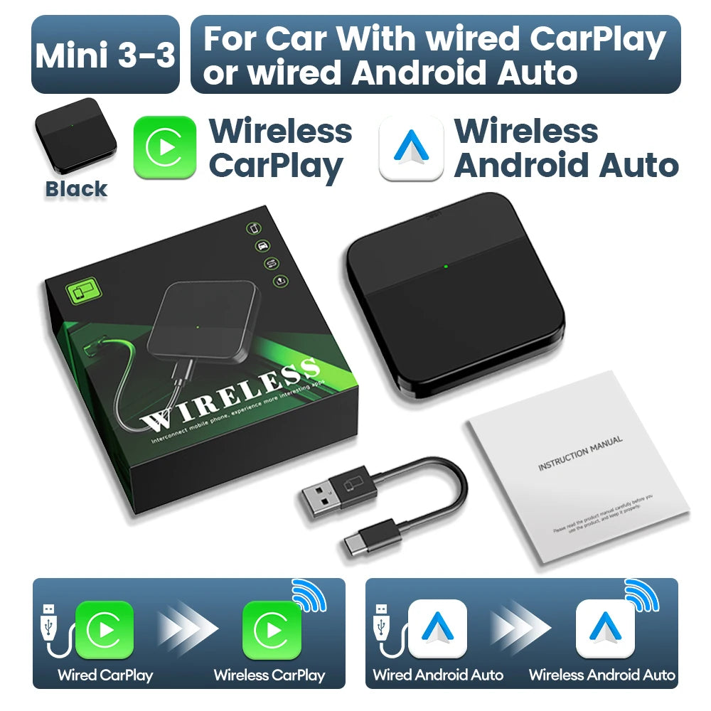 New CarlinKit Mini 5 SE Wireless Carplay Adapter For iPhone 5Ghz WiFi BT Fast Stable Connect For Spotify Waze Split Screen Box