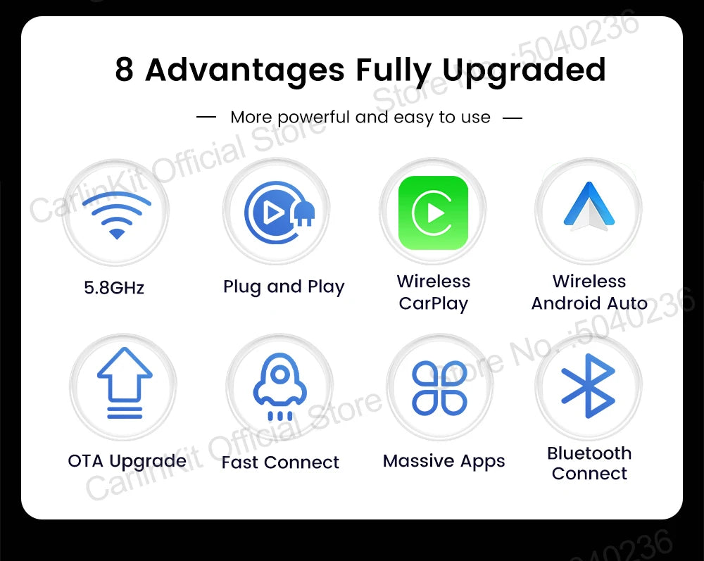 CarlinKit 5.0 Wireless Adapter Mini Ultra Wireless Android Auto & CarPlay USB Dongle For Car Upgrade WiFi Bluetooth Auto Connect
