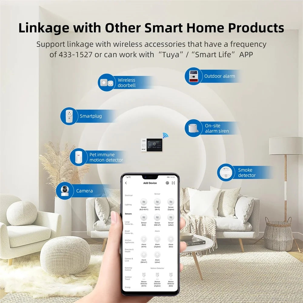 TUYA WIFI Smart GSM Alarm System Smart Life Security Protection For Home with PIR Wireless Solar Siren Alexa