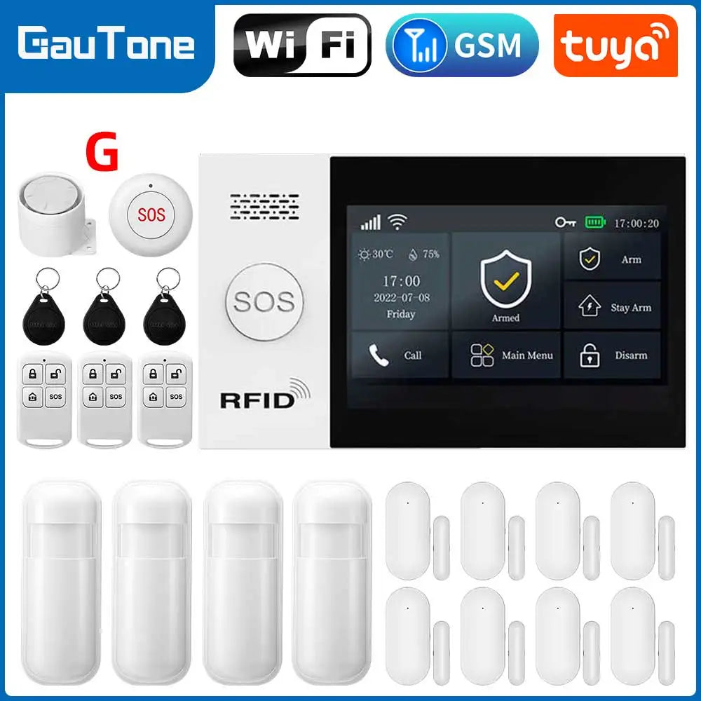 TUYA WIFI Smart GSM Alarm System Smart Life Security Protection For Home with PIR Wireless Solar Siren Alexa