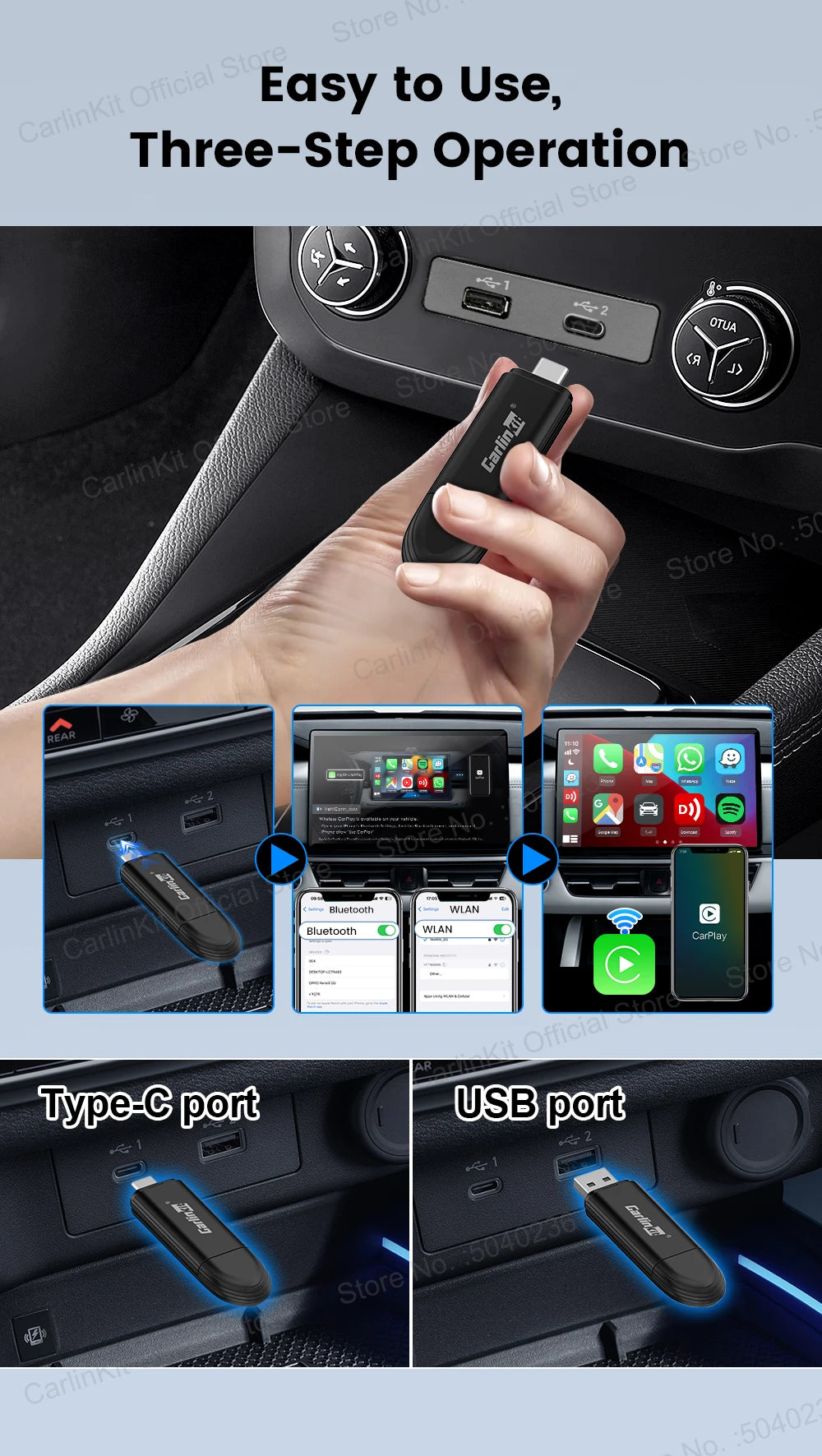 New CarlinKit Mini 5 SE Wireless Carplay Adapter For iPhone 5Ghz WiFi BT Fast Stable Connect For Spotify Waze Split Screen Box