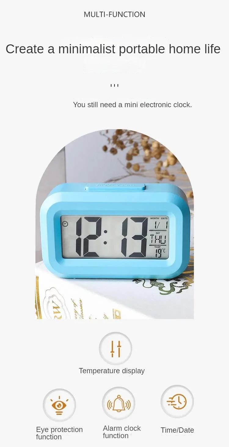 Led Digital Alarm Clock Backlight Data Times Calendar Desktop Multi-function Electronic Bedroom Decoration Desk Decorations Wall