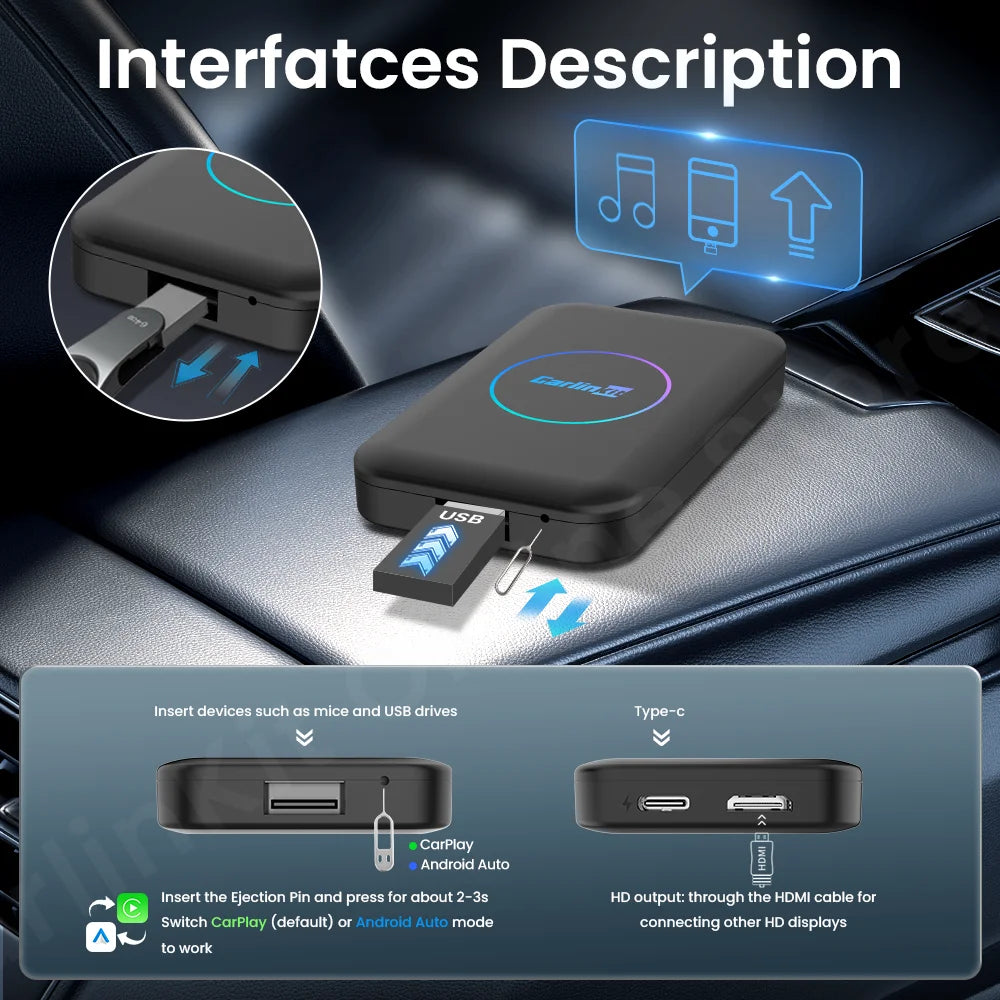 2025 CarlinKit TBox LiteS Android Ai Box Android auto CarPlay Wireless Adatper for Netfilx Youtube IPTV Spotify Car Accessories