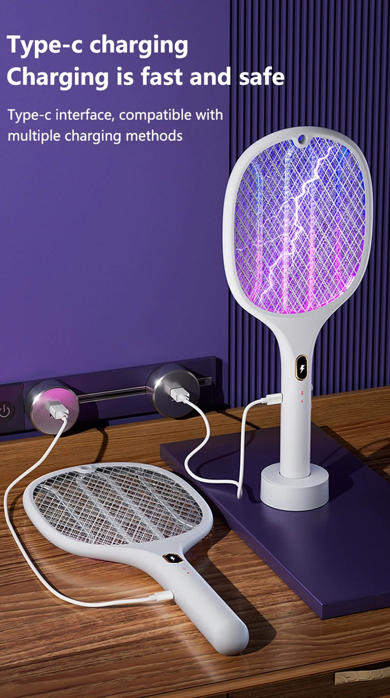 3 In 1 Multi-Functional Bug Zapper Racket Usb Rechargeable Mosquito Killer Safe Electric Mosquito Swatter Pest Control Supplies