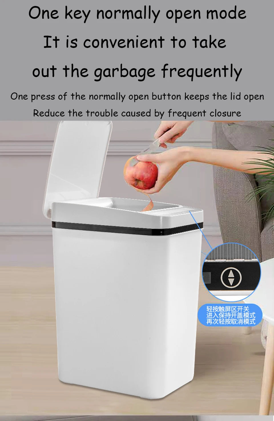 Bathroom Touchless Trash,12L Motion Sensor-Activated Trash Can with Lid, Automatic Kitchen Trash for Office, Living Room, Bedroom