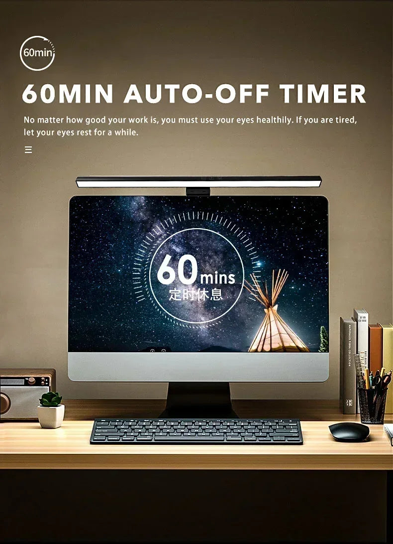 Eye Protection LED Desk Lamp Asymmetric Light Source Hanging Computer Monitor Screen Light 33/50cm for Office Work Study Dimming