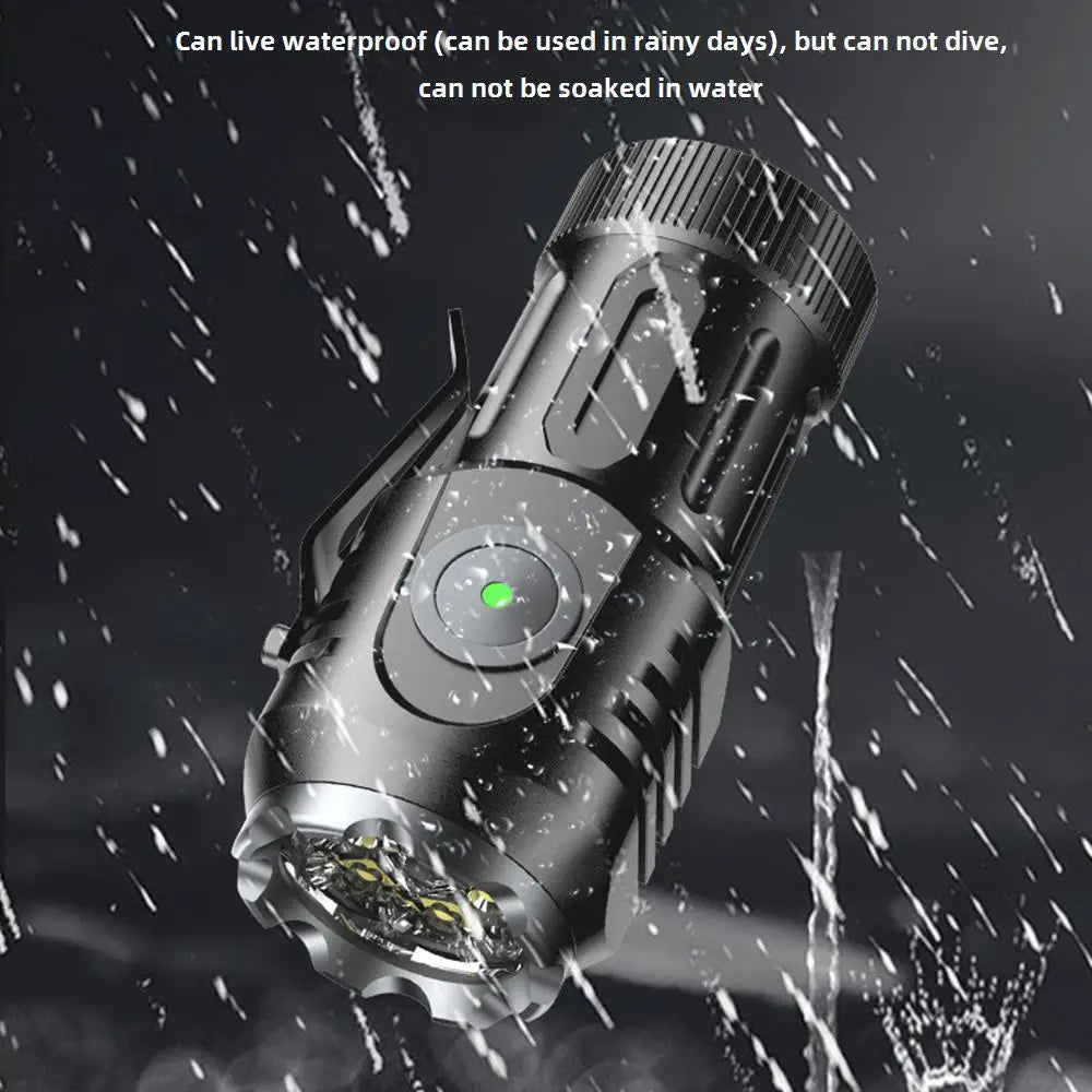 5x Led Mini Palm Small Flashlight Usb Rechargeable Portable Red Torch Home Outdoor Pocket Hiking Camping Magnet Work Car Repair