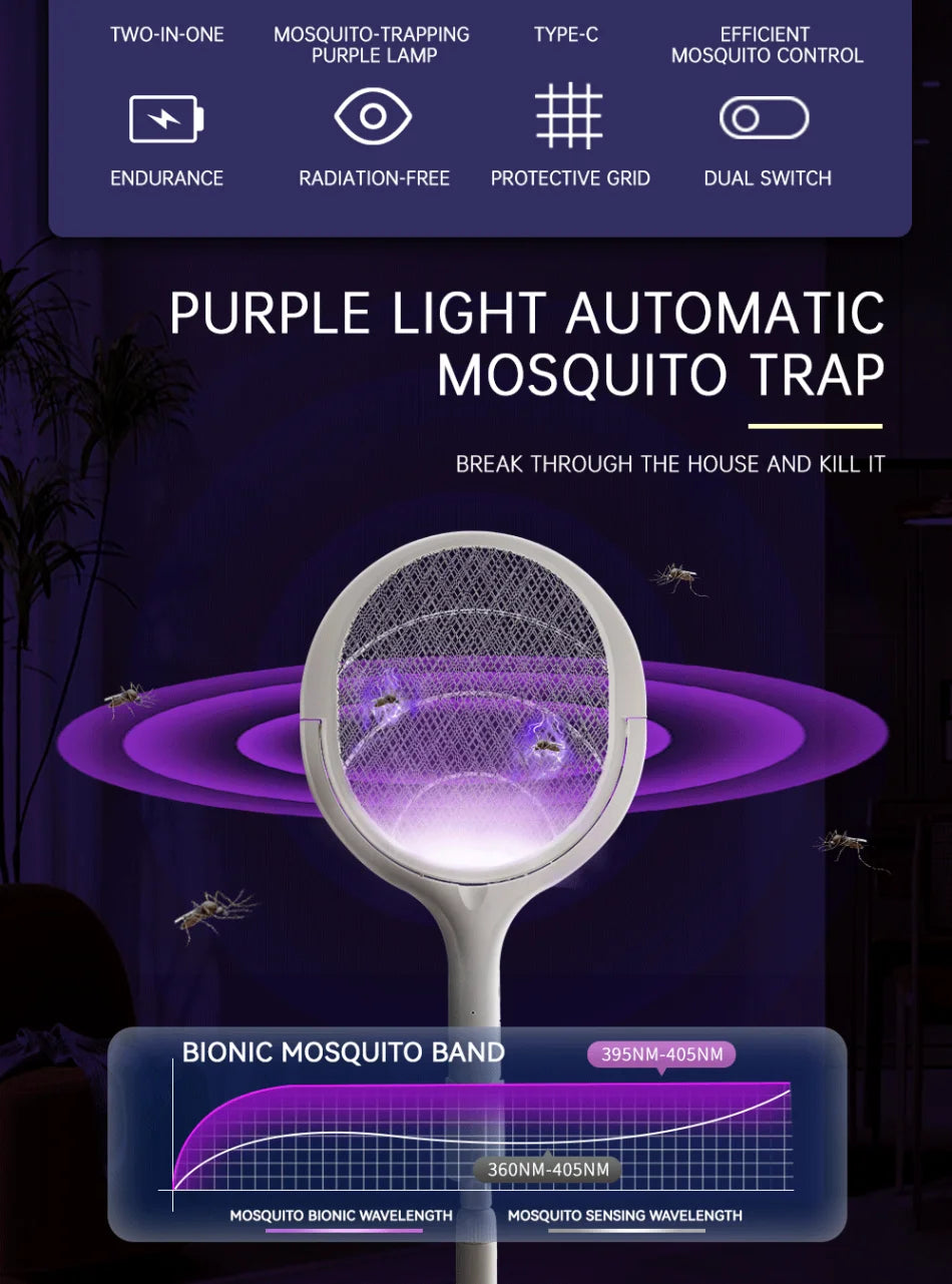 3500V 5in1 Mosquito Killer Lamp Multifunctional Angle Adjustable Bug Zapper Electric USB Rechargeable Mosquito Fly Bat Swatter