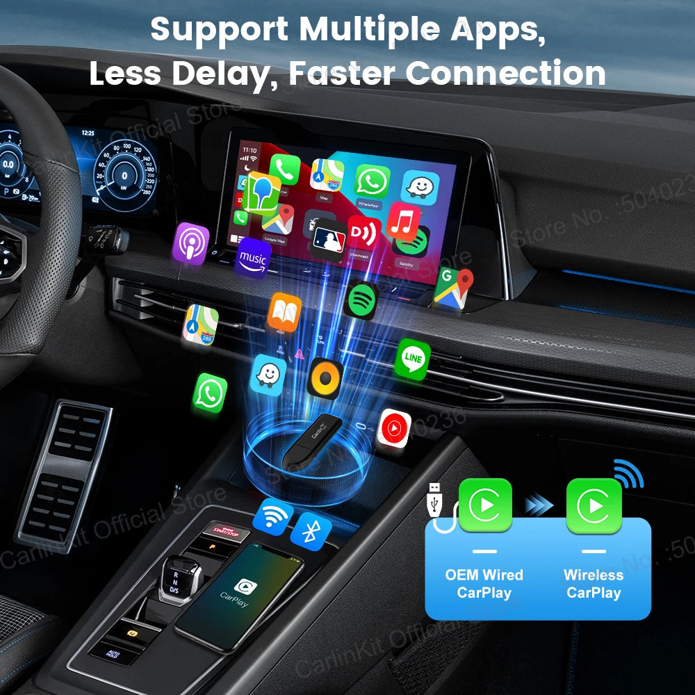 New CarlinKit Mini 5 SE Wireless Carplay Adapter For iPhone 5Ghz WiFi BT Fast Stable Connect For Spotify Waze Split Screen Box