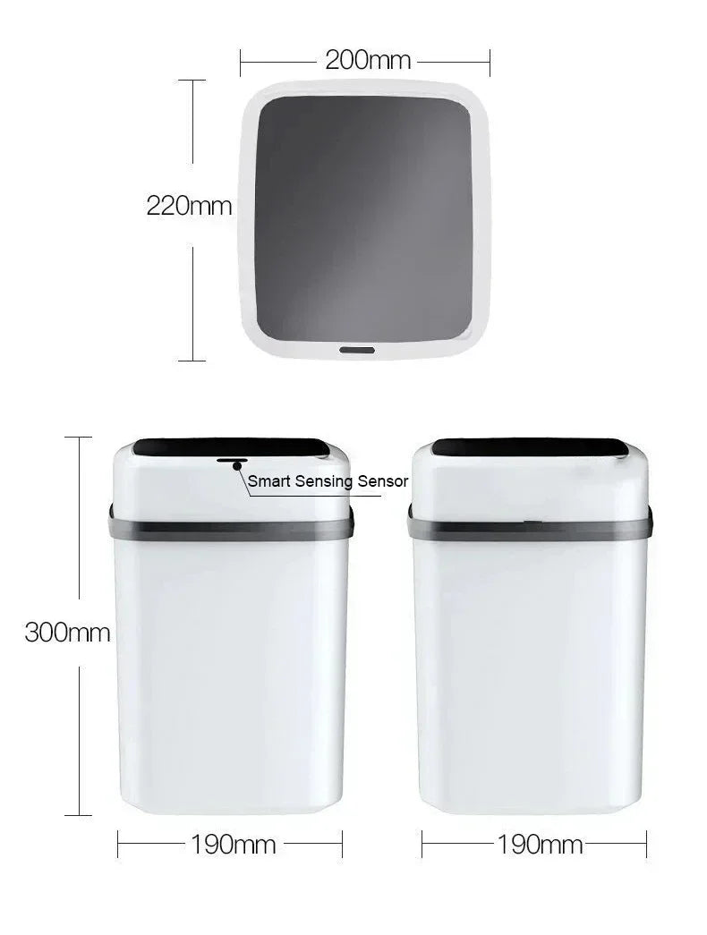 Smart Trashbin Automatic Sensor Large Capacity Touchless Waste Bin Energy-saving Waterproof for Kitchen Bathroom Home Office