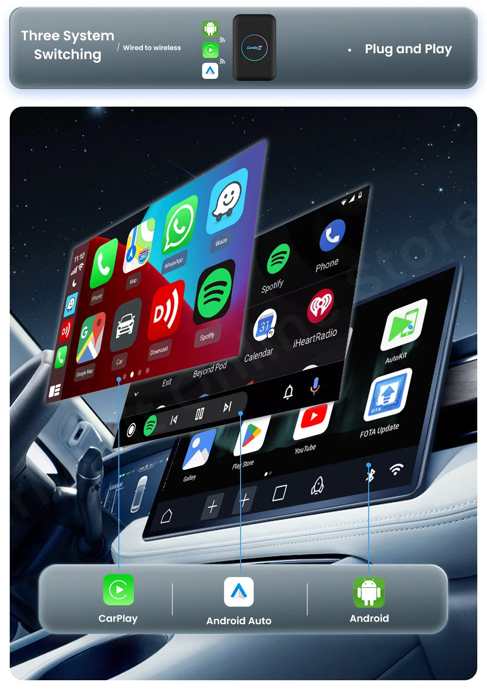 2025 CarlinKit TBox LiteS Android Ai Box Android auto CarPlay Wireless Adatper for Netfilx Youtube IPTV Spotify Car Accessories