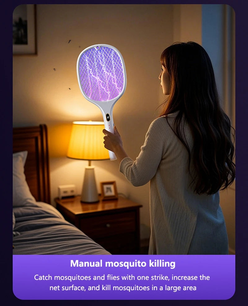 3 In 1 Multi-Functional Bug Zapper Racket Usb Rechargeable Mosquito Killer Safe Electric Mosquito Swatter Pest Control Supplies