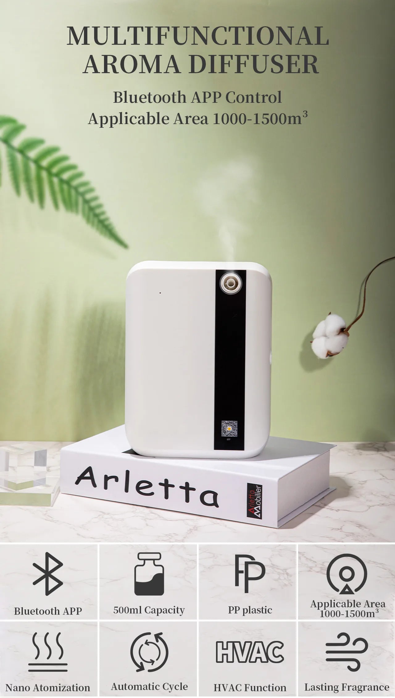 Aroma Diffuser 500ML Bluetooth Essential Oil Diffuser For Home Room Fragrance HVAC Electric Aromatic Oasis Air Freshener
