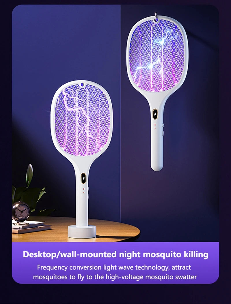 3 In 1 Multi-Functional Bug Zapper Racket Usb Rechargeable Mosquito Killer Safe Electric Mosquito Swatter Pest Control Supplies