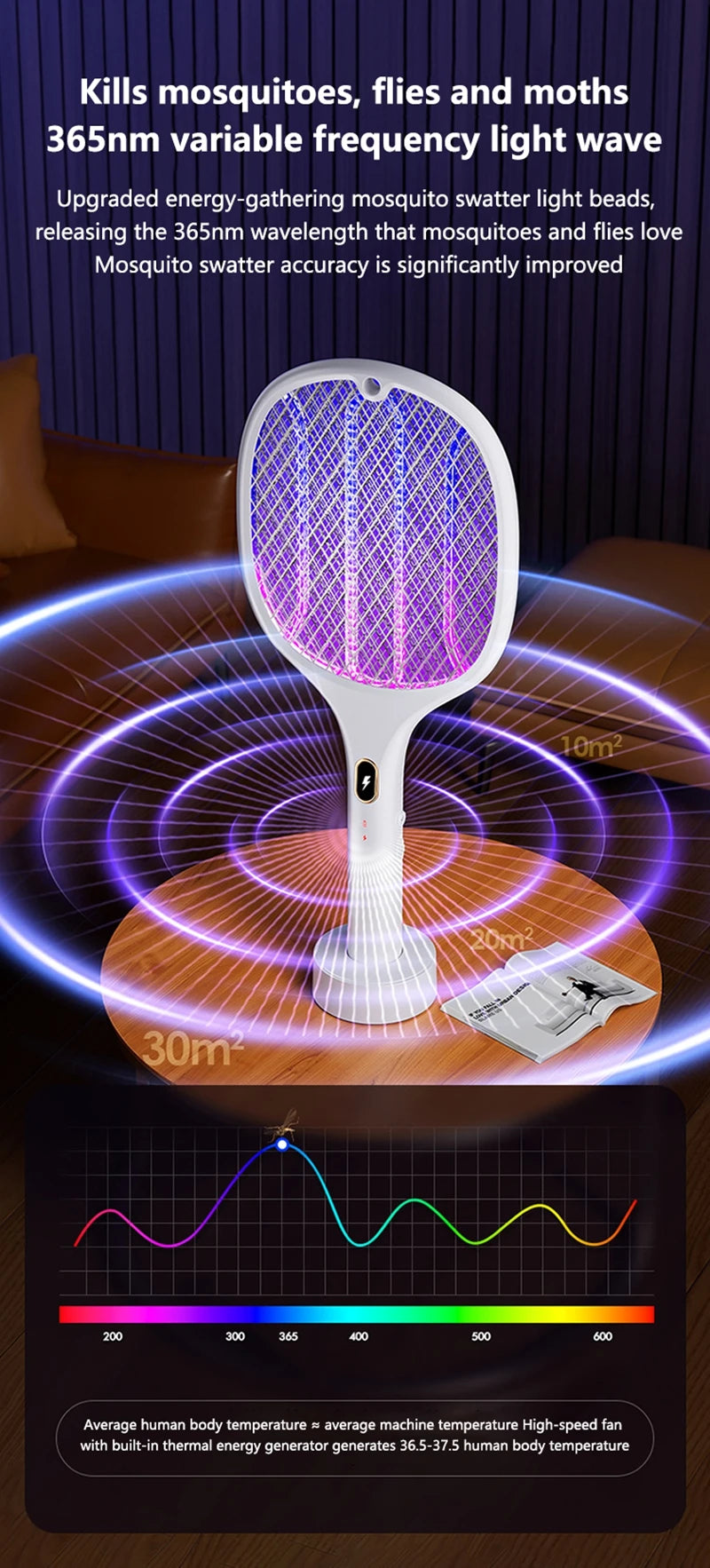 3 In 1 Multi-Functional Bug Zapper Racket Usb Rechargeable Mosquito Killer Safe Electric Mosquito Swatter Pest Control Supplies