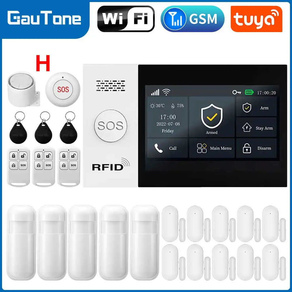 TUYA WIFI Smart GSM Alarm System Smart Life Security Protection For Home with PIR Wireless Solar Siren Alexa