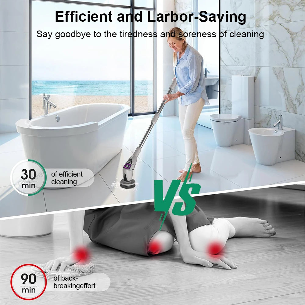 Electric Cleaning Brush 10 In 1 Multifunctional Cleaning Brush For Bathroom Kitchen Toilet Wireless Rotatable Cleaning Brush