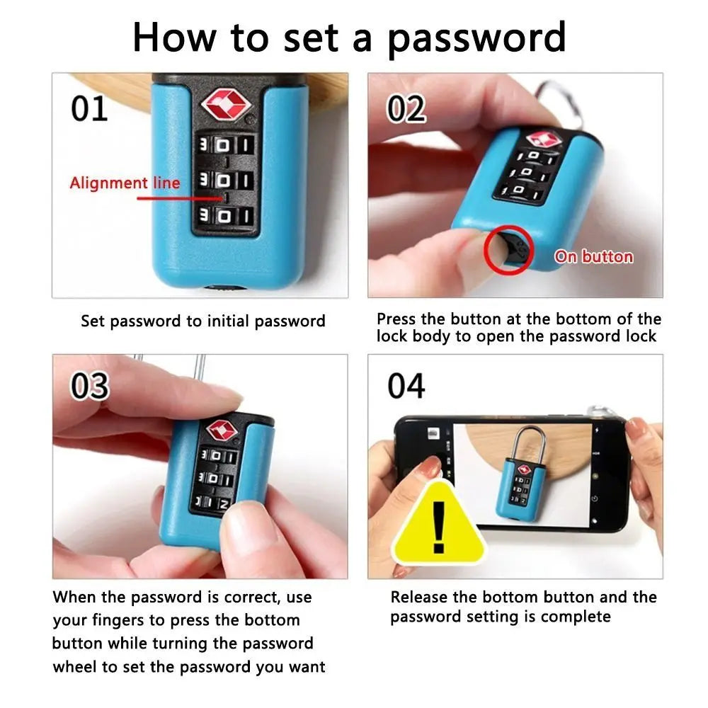 New TSA Customs Colorful Code Lock for Travel Luggage Password Changeable Lock Contrast Color Design Padlock Cabinet Locker