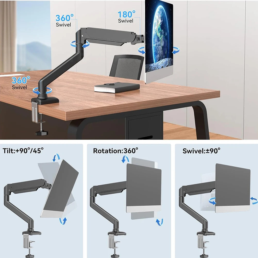 Single Monitor Stand Swivel Monitor Bracket Free Adjustable Expandable Display Bracket Holds 4.9 To 19.8lbs for Home Office