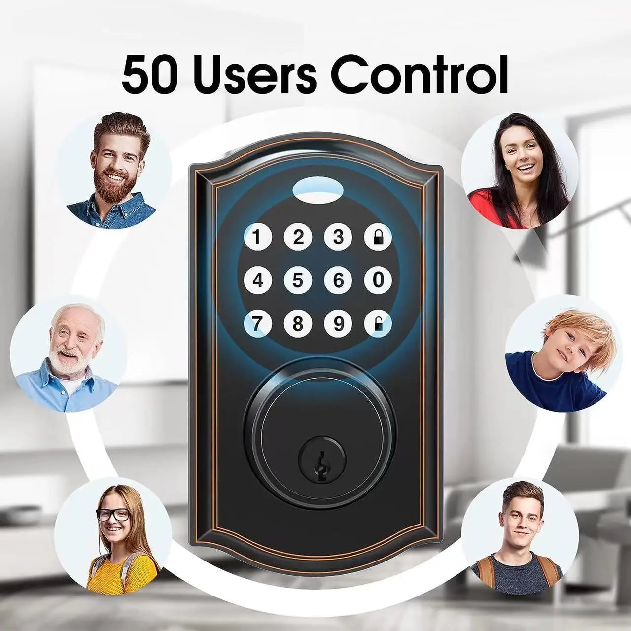 Keyless entry door lock - electronic door lock with keypad, smart latch lock with automatic lock, safe waterproof smart lock 19l