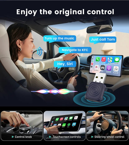 CarlinKit Mini Wireless CarPlay Adapter 2025 New Android Auto Wireless Dongle Wifi 5.8G Auto Connect Box Support Spotify  Music