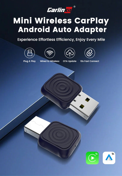 CarlinKit Mini Wireless CarPlay Adapter 2025 New Android Auto Wireless Dongle Wifi 5.8G Auto Connect Box Support Spotify  Music