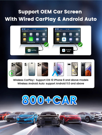 CarlinKit Mini Wireless CarPlay Adapter 2025 New Android Auto Wireless Dongle Wifi 5.8G Auto Connect Box Support Spotify  Music