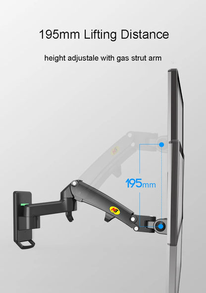North Bayou NB F150 Gas Spring 17-35 inch LED TV Wall Mount Monitor Holder Ergonomic Mount Arm Max. VESA 100*100mm Load 3-12kgs