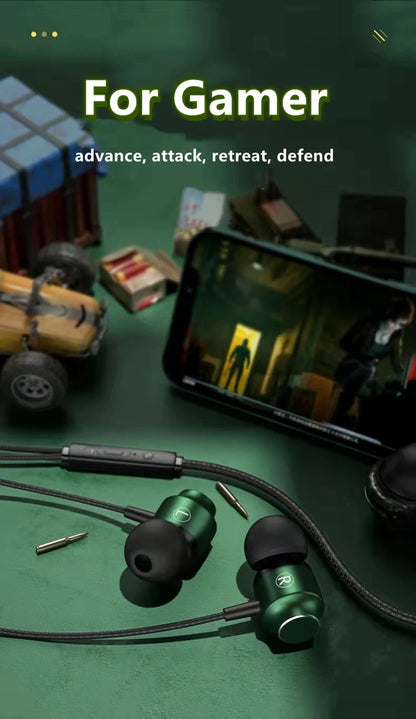 Gamer Wired Headphones Gaming Wired Earphone Metal HiFi Bass Stereo 3.5mm Earphone Earbud For Phone Computer Mic L Jack Magnetic