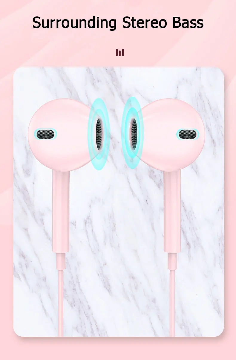 3.5mm Wired Headphones In Ear Headset Wired Earphones with Microphone Stereo Earbuds Sports for Samsung Huawei Xiaomi Phones MP3