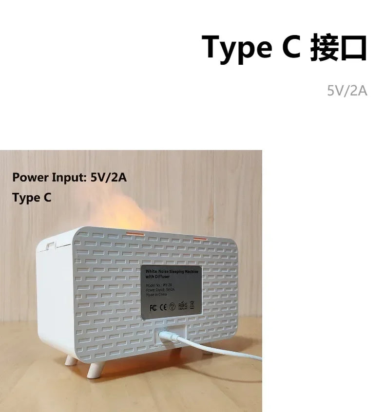 Bluetooth White Noise Machine with Aroma Diffuser,Humidifier & Night Light |8 Natural Sounds,3-Level Dimming for Sleep Therapy