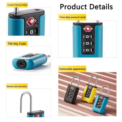 New TSA Customs Colorful Code Lock for Travel Luggage Password Changeable Lock Contrast Color Design Padlock Cabinet Locker