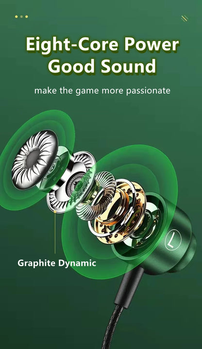 Gamer Wired Headphones Gaming Wired Earphone Metal HiFi Bass Stereo 3.5mm Earphone Earbud For Phone Computer Mic L Jack Magnetic