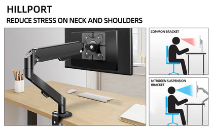 HILLPORT 17-34" Desktop Monitor Arm Holder Gas Spring Full Motion Mount Strut LCD LED TV Bracket Stand PC Soport Support M5