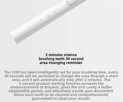 XIAOMI MIJIA Sonic Electric Toothbrush T100 Cordless USB Rechargeable Toothbrushes Waterproof Ultrasonic Automatic Tooth Brush