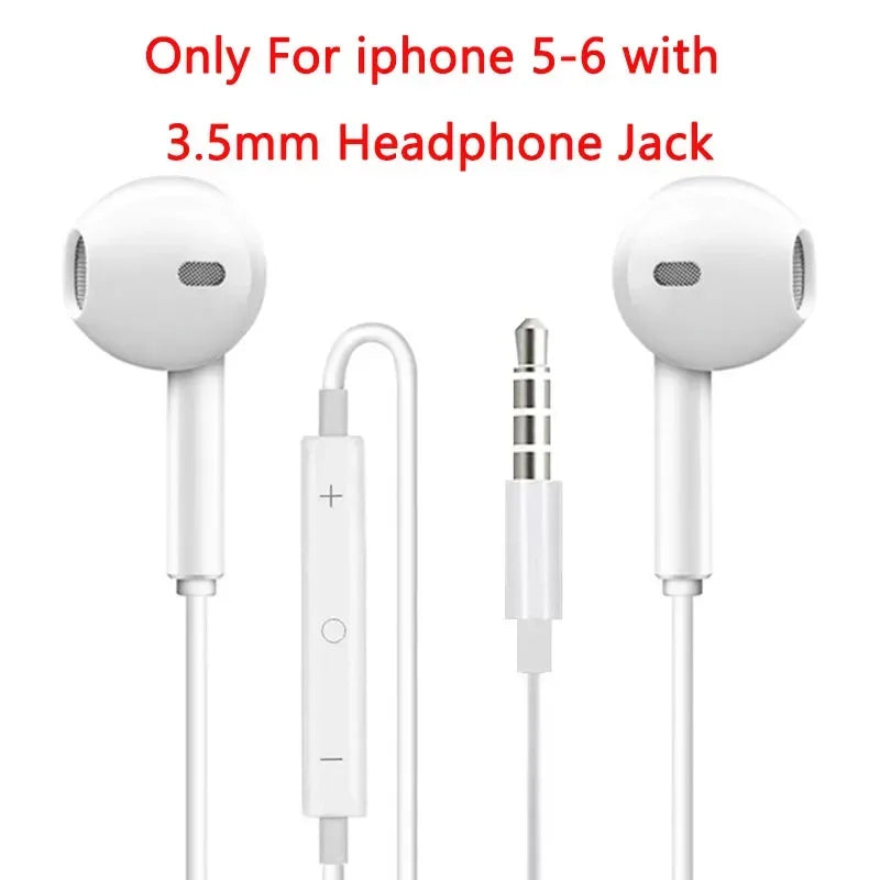 Original Headphones For Apple iPhone 16 15 Pro Max 14 13 12 11 USB-C Lightning 3.5mm Wired Earphones X XR 7 8 Phone Accessories