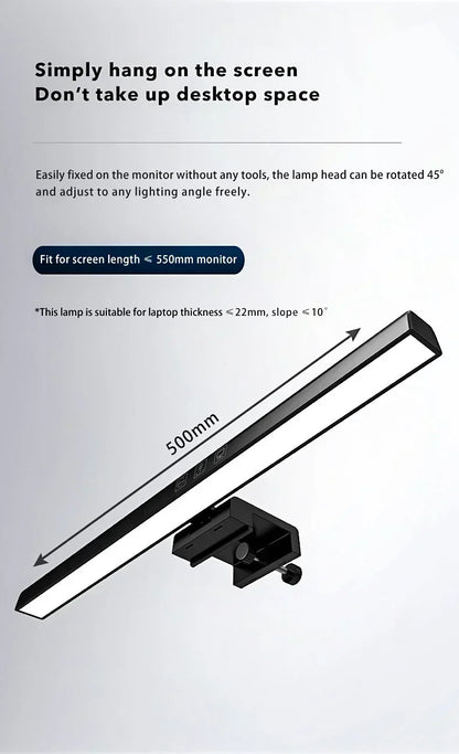 Eye Protection LED Desk Lamp Asymmetric Light Source Hanging Computer Monitor Screen Light 33/50cm for Office Work Study Dimming