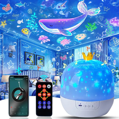Kids Star Night Light Projector , 360° Rotation Galaxy Starry Sky Projector with Bluetooth Speaker for Bedroom Home Decor Gifts