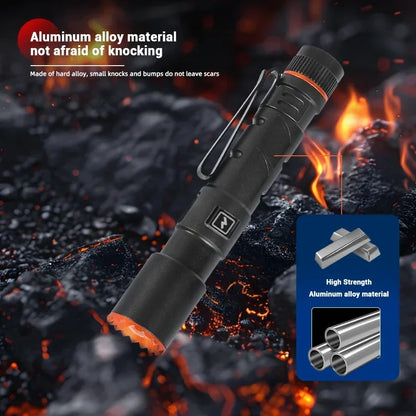 High Power Mini Flashlight USB Charging Small Flashlight with Clip Magnetic Pocket Torch for Camping Hiking Emergency Light