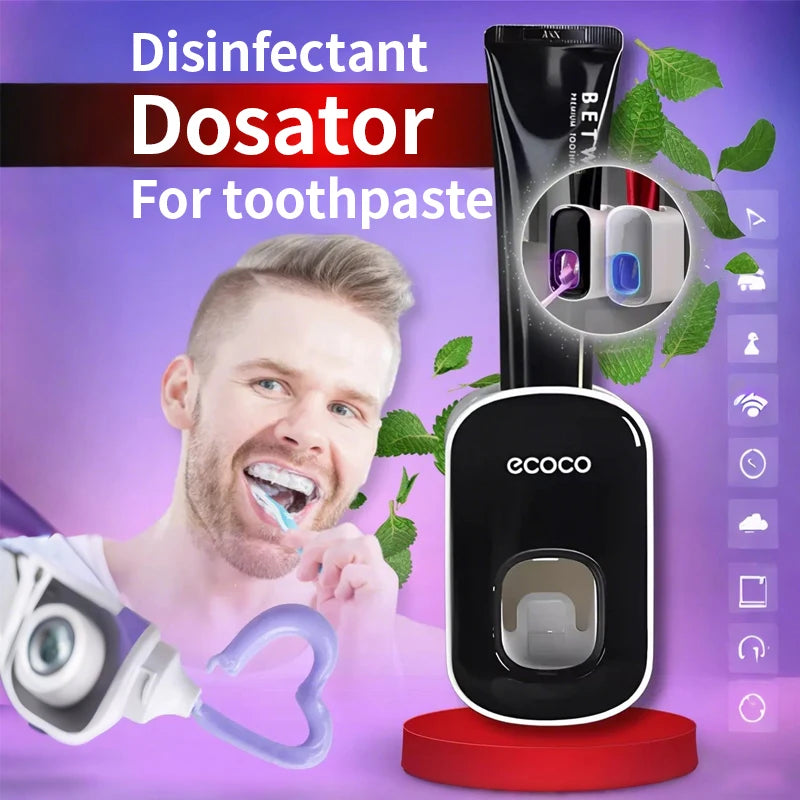 1/2 black and white household non porous automatic toothpaste squeezing machine for artificial products, suction wall extruder