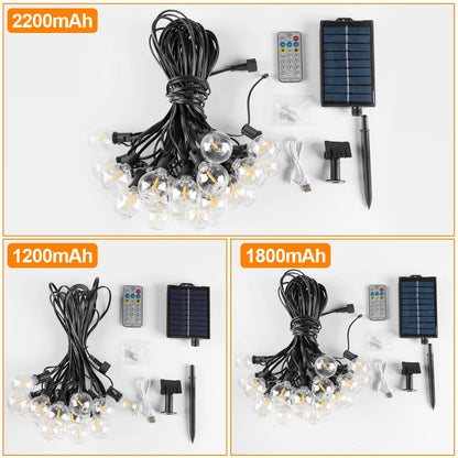 G40 Outdoor Solar String Light Garland LED Solar String Lights 24V Globe Waterproof Hanging Lights for Garden Backyard Cafe