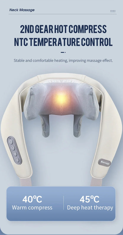 Wireless Neck And Back Massager Neck And Shoulder Kneading Massage Shawl Neck Cervical Relaxing Trapezius Massager
