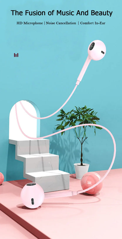 3.5mm Wired Headphones In Ear Headset Wired Earphones with Microphone Stereo Earbuds Sports for Samsung Huawei Xiaomi Phones MP3