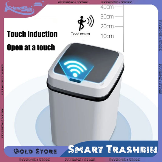 Smart Trashbin Automatic Sensor Large Capacity Touchless Waste Bin Energy-saving Waterproof for Kitchen Bathroom Home Office