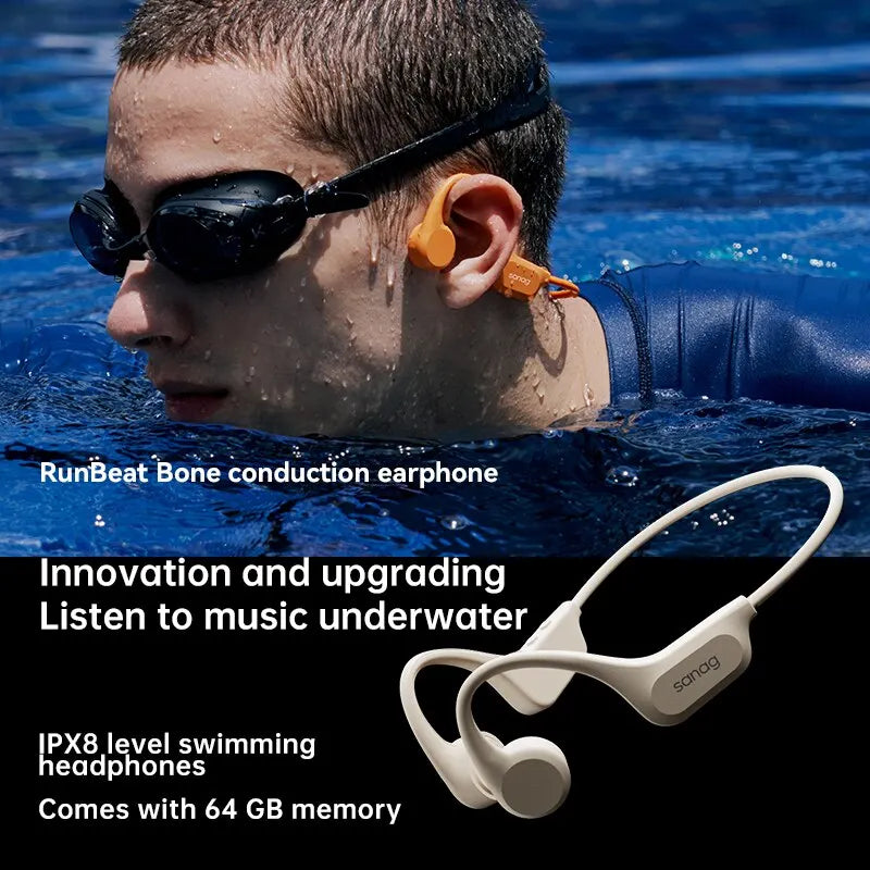 Sanag B60S Bone Conduction Earphones 64GB MP3 Wireless Open Headset IPX8 Swimming Waterproof Flash-sale Choice Headphones