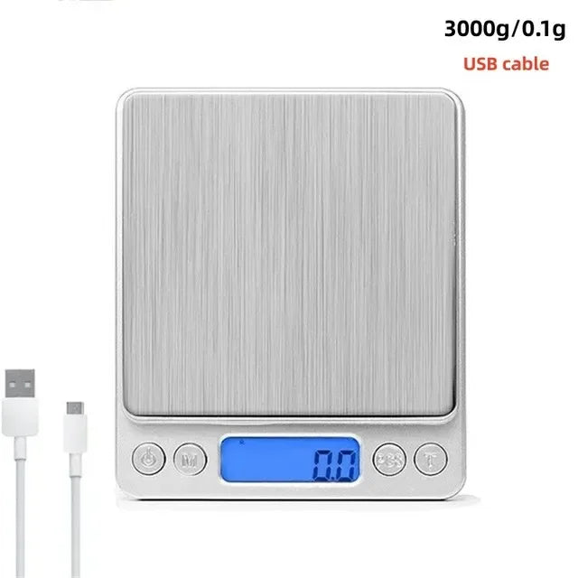 Digital Kitchen Scale Mini Pocket Stainless Steel Precision Jewelry Electronic Balance Weight Gold Gram 0.1/3000g Weigh Scales