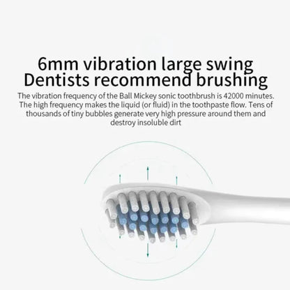 Sonic Electric Toothbrush for Adults IPX7 Waterproof DuPont Brush Head USB Rechargeable High Frequency Cleaning 6 Cleaning Modes