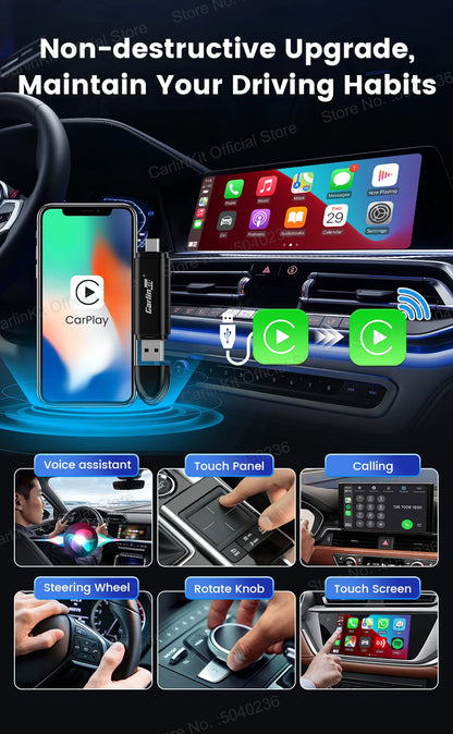 New CarlinKit Mini 5 SE Wireless Carplay Adapter For iPhone 5Ghz WiFi BT Fast Stable Connect For Spotify Waze Split Screen Box