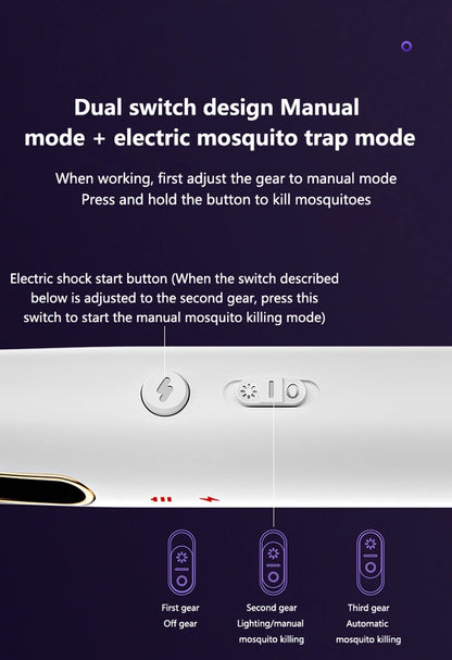 3 In 1 Multi-Functional Bug Zapper Racket Usb Rechargeable Mosquito Killer Safe Electric Mosquito Swatter Pest Control Supplies